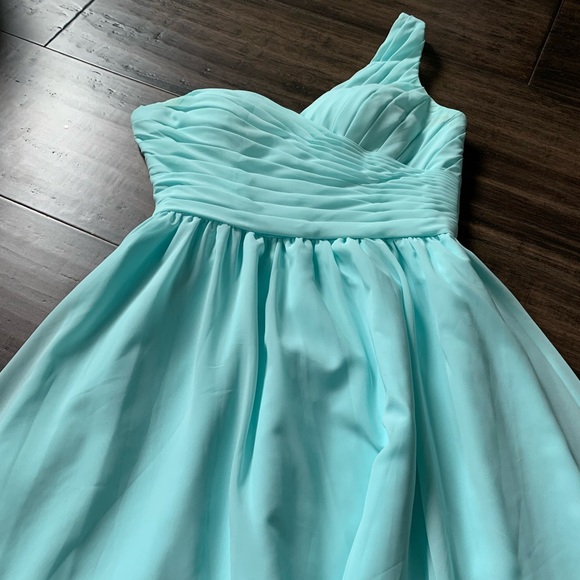 MORI LEE BY MADELINE GARDNER - light aqua / Tiffany blue mini bridesmaid dress - Picture 7 of 16